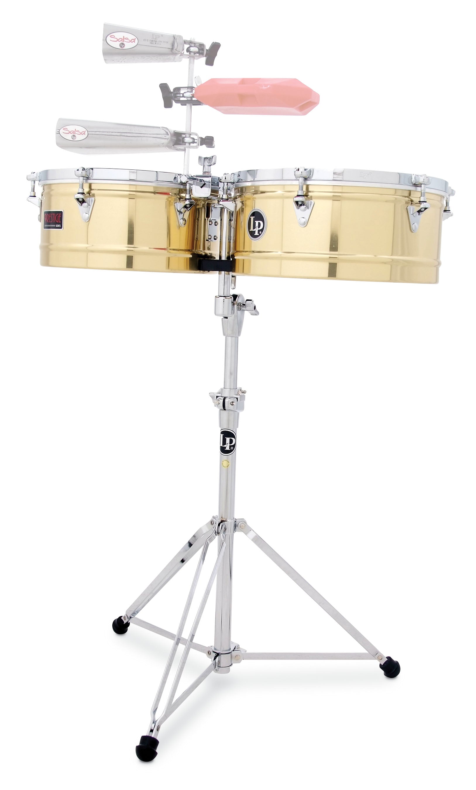 Ensemble de timbales en laiton LP Latin Percussion LP1314-B Prestige Series 13" et 14" avec support